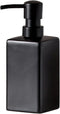 Matte Black Square Soap Dispenser, Ceramic Hand Soap and Lotion Dispenser for Bathroom Countertop, 14oz Dish Soap