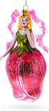 Enchanting Fairy Glass Christmas Ornament in a Rose Dress