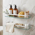 Ripeng 2 Pieces Bathroom Glass Floating Glass Corner Shelf Aluminum Tempered Wall Shelves Rectangular Rustproof Wall
