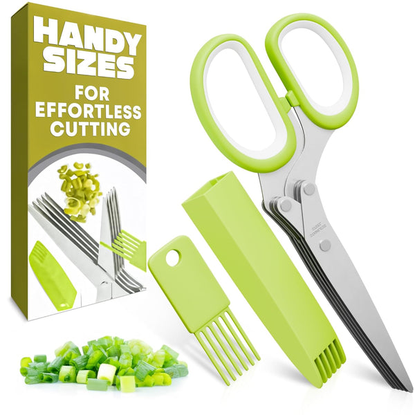 Herb Scissors with 5 Blades and Cover Stainless Steel Herb Cutter with