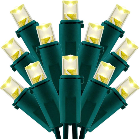 200 Count Warm White Wide Angle LED Christmas Lights, 66 ft Green Wire, UL Certified Holiday String Light Set