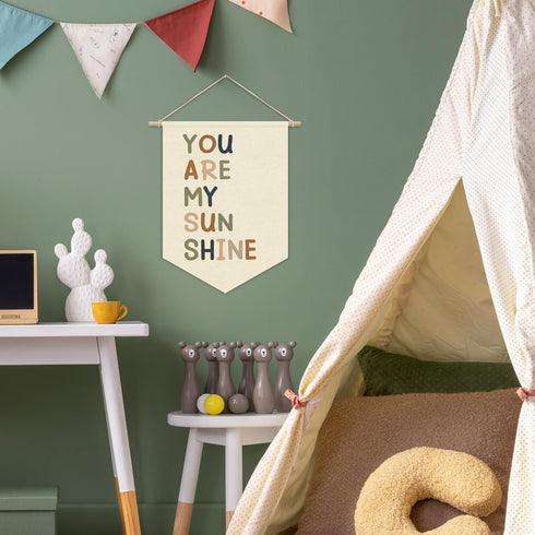 XYDEG 15x11in Nursery Decor,You Are My Sunshine Positive Affirmation Kids Wall Art Canvas Banner Wall Hanging Pennant