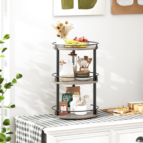 3-Tier Countertop, SR23BG YATINEY Lazy Susan Organizer, Rotating Spice Rack, Spinning Organizer, Industrial Turntable