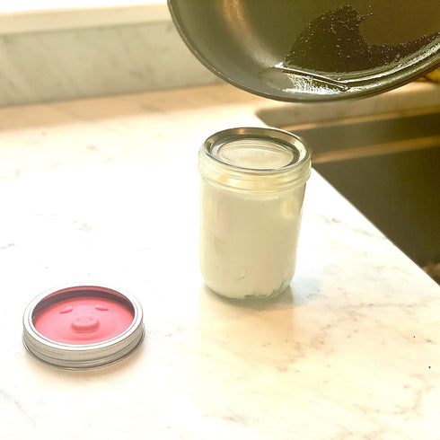 Wide Mouth Mason Jar Lid with Strainer - Silicone Bacon Grease Saver
