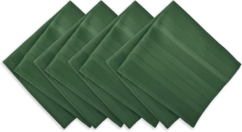 Newbridge Satin Stripe No-Iron Tablecloth, Soil Resistant Fabric with Set of 4 Napkins, Hunter Green