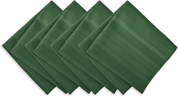 Newbridge Satin Stripe No-Iron Tablecloth, Soil Resistant Fabric with Set of 4 Napkins, Hunter Green