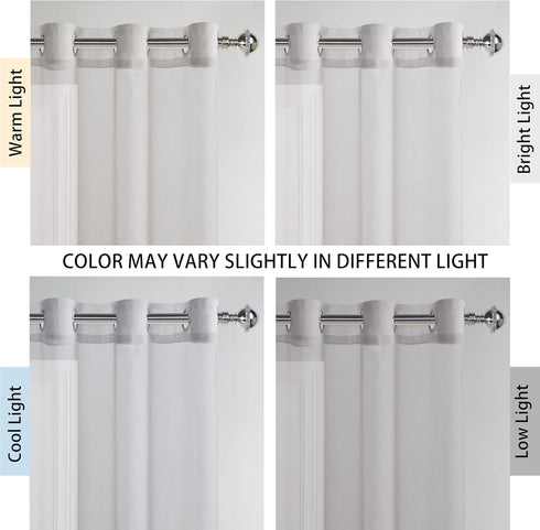 DWCN Ombre Sheer Curtains - Faux Linen Gradient Semi Voile Grommet Top Drapes, Set of 2 Panels, 52 x 54 Inch