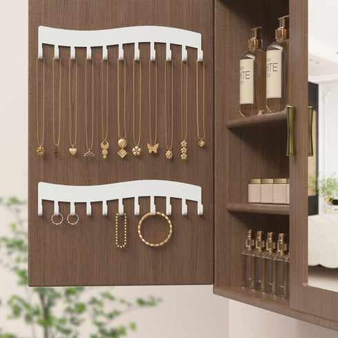 Wall Mounted Necklace Organizer Holder: Jewelry Hanging Storage Display Hanger - White