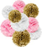 Wrapables Set of 18 Tissue Pom Pom Party Decorations for Weddings, Baby Showers, Nursery Decor - Pink/Gold/White