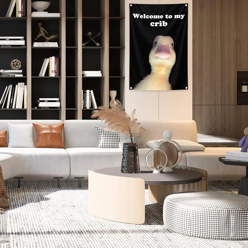 starfa lab 2x3Ft for Welcome To My Crib Funny Duck Flag Tapestry Bedroom,Funny Flags,Dorm,Man Room Decor for Teens