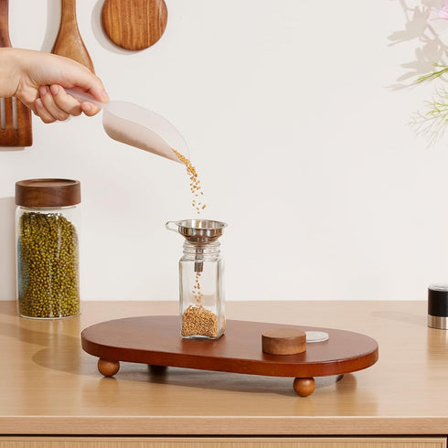 24Pcs Labels-4OZ Yangbaga Glass Spice Jars with Wood Lid Square Spice Containers with Pepper Grinder Lids