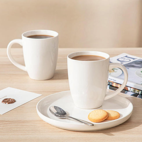 Set 6, 16 Oz vancasso White Ceramic Coffee Mug of Tea Cups with Handle for Latte, Tea, Cappuccino, Milk, Cocoa