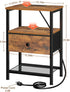 HETS010BR-1 LOAKEKEL Night Stand with Charging Station, Small Bedside Table with Fabric Drawer, Nightstand with USB