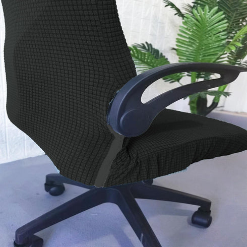 Office Chair Cover Black, Water Resistant Washable Soft Comfortable Armrest Protector Slipcover for Office Dining Room