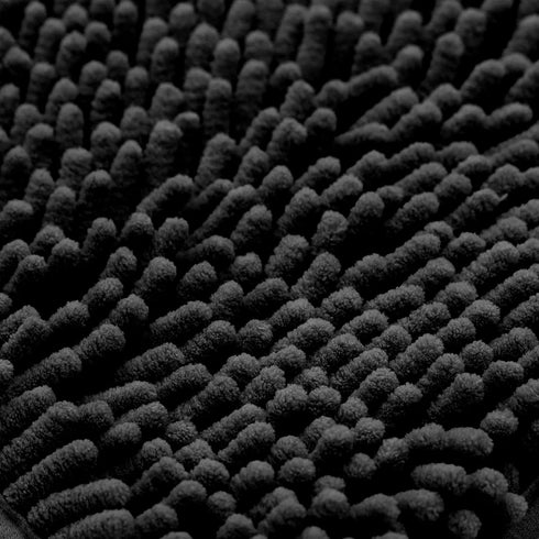 Non-Slip Bath Rug, Extra Soft Microfiber Bedroom Shag Carpet with Anti-Slip Backing, 12 x 24 Inches, Black