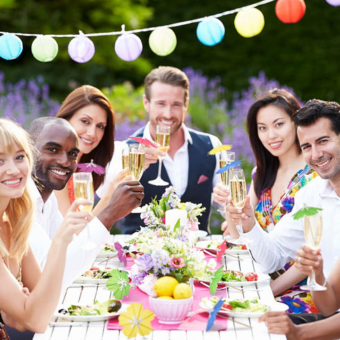 Drink Umbrellas Cocktail Picks Parasol Sticks with Wood Toothpicks for Summer Tropical Wedding Party Decor (150 Pieces)