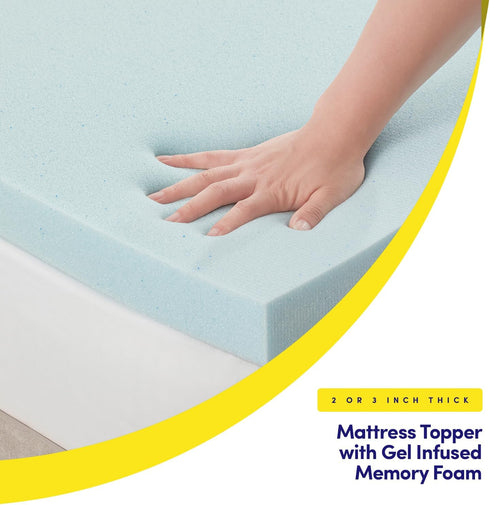 Twin Mattress Topper 2 Inch Gel Infused Memory Foam Cooling Pad, CertiPUR US Certified, Blue for Enhanced Sleep Quality