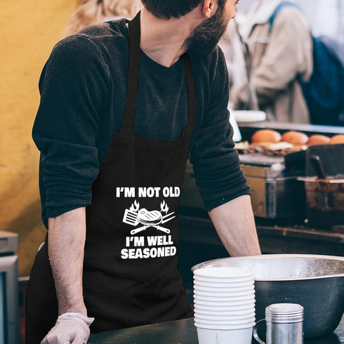Funny Cooking Aprons for Women and Men with Pocket, Adjustable Grill Apron, Birthday Gift for Dad or Mom