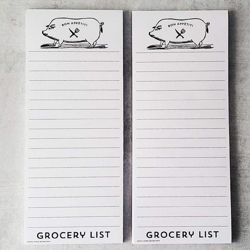 Bon Appetit Pig Refrigerator Notepads Grocery List SET of TWO PADS