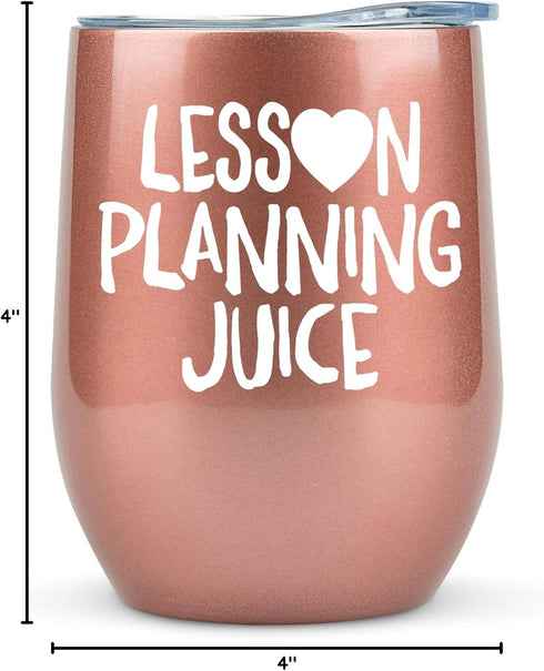 KLUBI Teacher Birthday Gifts for Women, Lesson Planning Juice Wine Tumbler 12oz with Lid