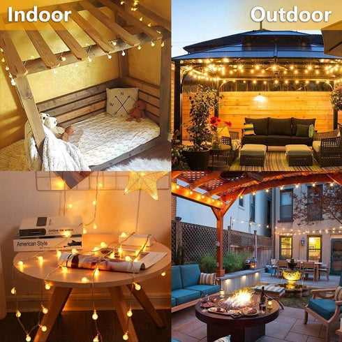 WFGGEH 10ft 20 Globe String Lights Plug in, LED Globe Crystal Ball Warm White Fairy Lights for Birthday Holiday