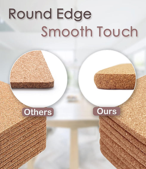 Cork Trivet, 4 Pcs High Density Thick Square Cork Hot Pads for Table & Countertop, 8 Inch Heat Resistant