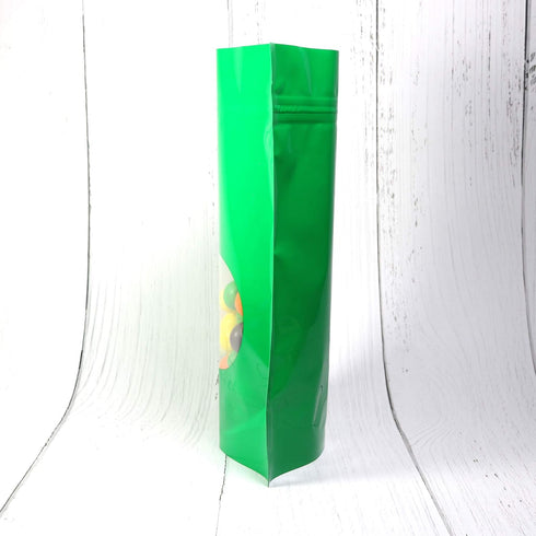 Double-Sided Stand-Up Pouch, Matte/Glossy Color with Clear Round Window, 100 Bags/Pack (6.3" x 8.7", Glossy Green)