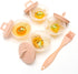 Cute Set of 4 Egg Cooking Pods Mold - Pink Microwave and Stovetop Hard Boiled, Soft Boiled Holder Cups