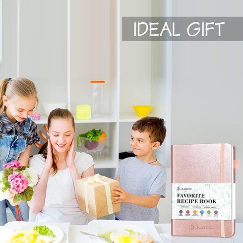 JUBTIC Blank Recipe Book to Write in Your Own Recipes, Personal Cook Book with 2 Colorful Stickers, Hardcover Notebook
