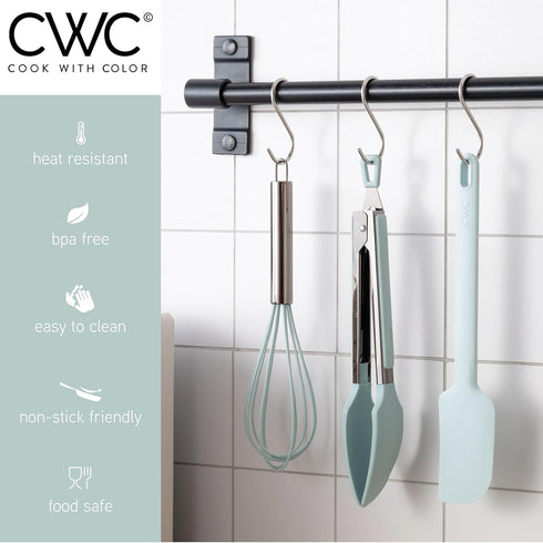 COOK WITH COLOR Silicone Cooking Utensils, 3 Pc Kitchen Utensil Set, Easy to Clean for Nonstick Cookware, Kitchen