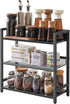IBUYKE 3-Tier Spice Rack Industrial Counter Shelf, Desktop Storage Organizer Standing Seasoning Rack for Kitchen,