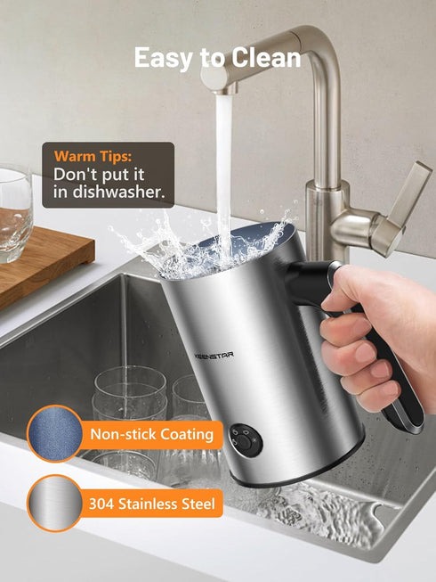 Keenstar Electric Milk Frother, Automatic Milk Steamer Warm or Cold Foam Maker for Coffee, Cappuccino, Latte, Stainless