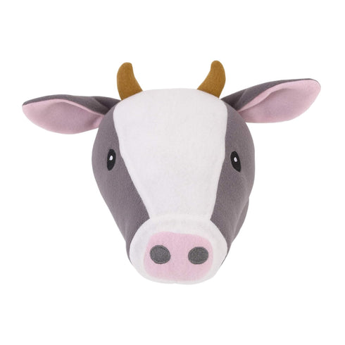 NoJo Plush Fleece Grey & White Cow Head Wall Decor - Charcoal, White, Peach
