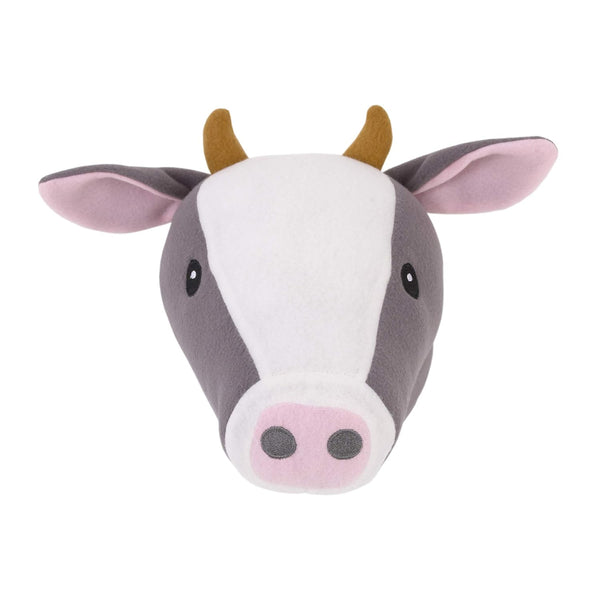 NoJo Plush Fleece Grey & White Cow Head Wall Decor - Charcoal, White, Peach