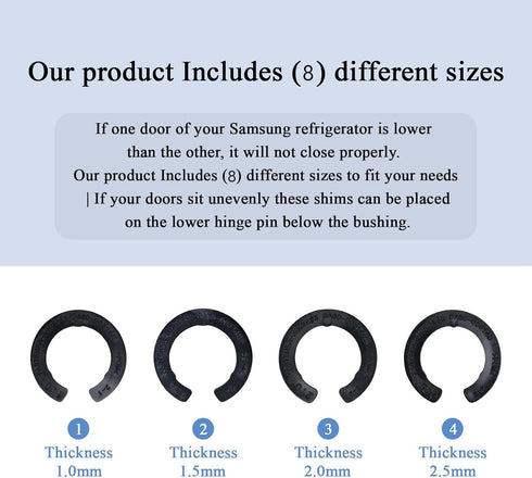 8 Pcs Upgraded DA99-04158A Hinge Shim Refrigerator Door Height Adjustment Kits for Samsung