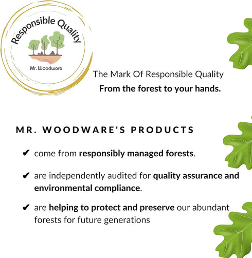 Mr.Woodware 16 Inch Wooden Spoons for Cooking, Set of 3 Long Handle Oval Utensils for Mixing and Stirring