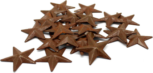 CVHOMEDECO. Primitives Rustic Country Décor, Rusty Mini Metal Barn Star Decorative Accents, Set of 24