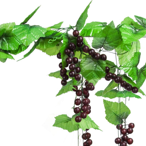 Meiliy 8FT Artificial Greenery Chain Grapes - Fake Vines Leaves Foliage for Home Room Garden Wedding Decor