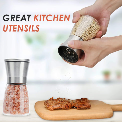 Original Stainless Steel Salt or Pepper Grinder, Top Spice Mill with Ceramic Blades, Adjustable Coarseness