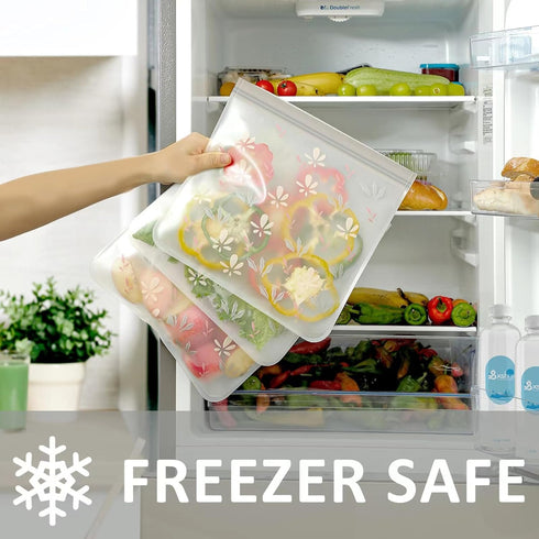 24 Pack Dishwasher Safe Reusable Bags, Silicone Leakproof Freezer Bags for Food Storage and Home Organization