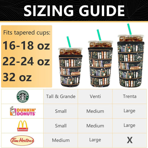 YR 3 Pack Reusable Neoprene Insulator Sleeve for Iced Coffee Cups, Coffee Coolies sleeves for Iced & Hot Drinks, Cold