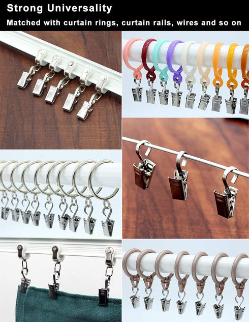 Coideal Small Curtain Clips for Hanging, 25 Pack Stainless Steel Fabric Hooks for RV Canopy Accessory