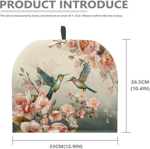 Hummingbird Flower Print Tea Cozy, Insulated Teapot Dust Cover, Durable Tea Kettle Protector for Home Decor