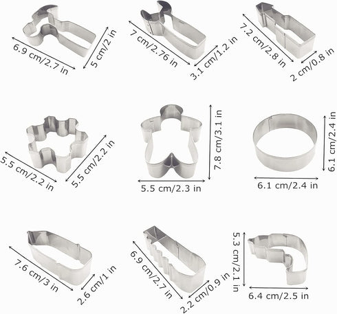 Mini Construction Tools Cookie Cutters Set of 9 pcs, Stainless Steel Hardware Tools Shaped Fondant Baking Molds