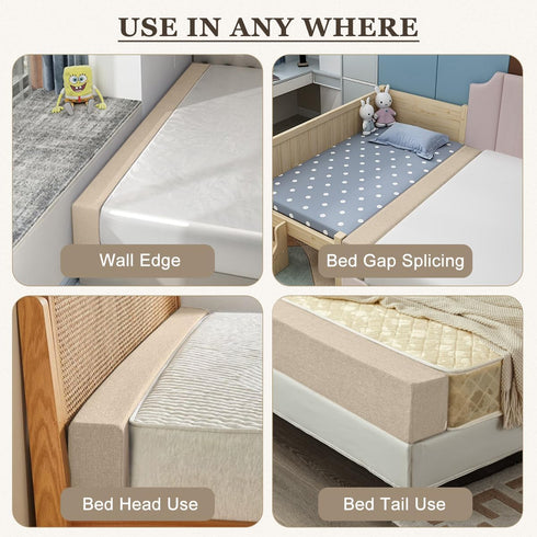 Cover(Beige-LxWxH-54 6 6in) Mattress Extender for Twin/Twin XL/Queen/King Bed, Bed Gap/Space/Crack Filler Between