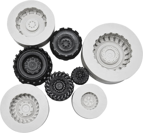 Set of 4Pcs 3D Round Tire Fondant Silicone Mold for Cake Decorating and Chocolate Making