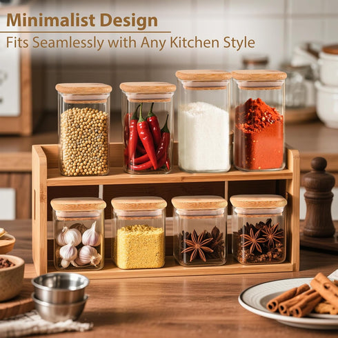 20 Pack 10 oz Set, TBWIND Square Glass Spice Jars with Lids and Labels Airtight Small Spice Containers Clear Glass