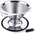 LHS Stainless Steel Pour Over Coffee Dripper - Reusable Metal Cone Filter - Single Cup Coffee Maker 1-4 Cup
