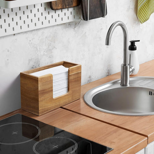 Countertop, Paper Towel Dispenser Acacia Wood Bathroom Paper Towel Holder for Home, Napkin Holder for Kitchen