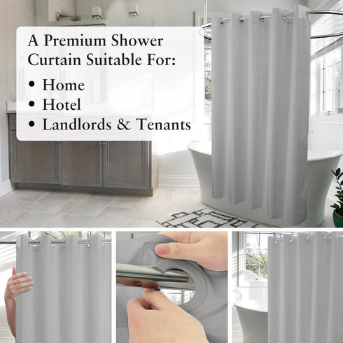 71x74 River Dream No Hook Hotel Cloth Grey Shower Curtain Soft Microfiber & Waterproof - Fabric Shower Curtain